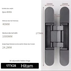 Nicole Engsel Tanam Pintu Engsel Concealed Invisible Hinges Black N40