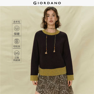 Giordano Women Contrast boucle edge raglan sleeve sweater Free Shipping 18355823