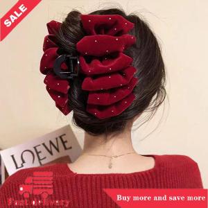 [COD] 1pc Black Red Velvet Bow Hairpin For Women Princess Head Grab Hair Claws Headdress Large Hair Clips Girls Hair Accessories