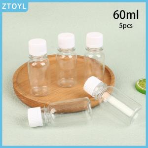 ZTOYL  5Pcs 60ML Small Plastic Bottles Ginger  Bottles With Caps Mini Juice Bottles Reusable Liquid Bottle Container Leak Proof