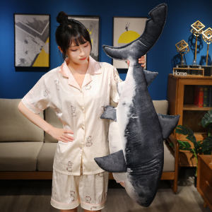 JOJO CASTLE Simulation Megalodon Shark Plush Toy Pillow 55/85/115/135cm Grey Giant Shark Marine Animal Plush Toy Home Decoration Gift For Children