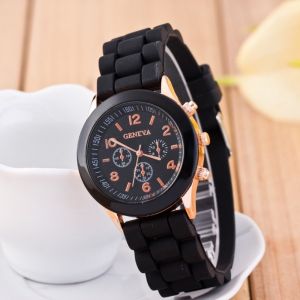 Waterproof Watch Geneva Three-eye Silicone Watch Fashion Popular Style Womens Watch For Student