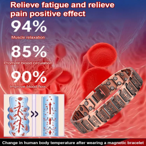 Double Row Magnetic Cross Bracelet Red Copper Magnetic Therapy Bracelet for Arthritis Men Women Enhance Vitality