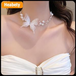 【2-3 ngày giao hàng】 Trắng Bướm Ngọc Trai Choker Vòng Cổ Cho Phụ Nữ Ngọt Ngào Giả Ngọc Trai Xương Đòn Chuỗi Cổ Vòng Cổ Đám Cưới Đồ Trang Sức Quà Tặng