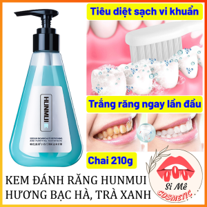 [SIÊU TRẮNG RĂNG] Kem Đánh Răng HUNMUI Hương Bạc Hà Trà Xanh Tảo Biển Chai 210g Dạng Gel Lỏng – Trắng Răng Ngay Trong Lần Sử Dụng Đầu Tiên Hơi Thở Thơm Mát Bạc Hà Ngăn Ngừa Sâu Răng