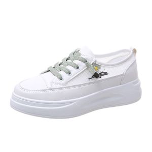 【Penawaran Khusus】SOFEI Sepatu sneakers kets wanita mesh putih hijau bunga kecil sol 35 cm tinggi model Korea wanita kasual