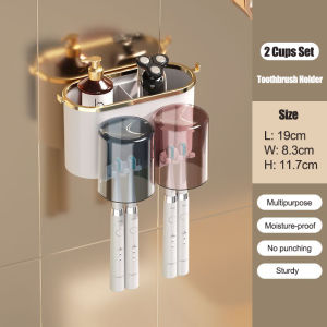 Toothbrush Holder Wall Toothpaste Squeezer Shaver Dispenser Bathroom Cup Storage Rack No Drill Rak Berus Gigi Bilik Air