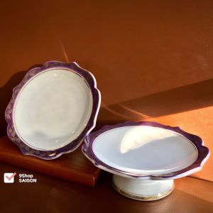 01 Đĩa Trưng Trái Cây Thờ Cúng Vẽ Tay Viền Vàng Cao Cấp 17cm