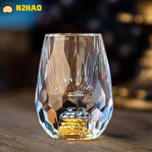 【N2HAO】 Luxury Crystal Glass Vodka Glass Sake Shochu Glass Bar Liqueur Double Bottom Gold Foil Glass Tea Cup High-end Gifts Hard Liquor