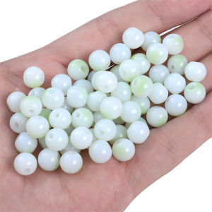 50pcs 8mm Glass Ceramic White Baking Paint Double Spliced Round Beads For Handmade Bracelet Necklace Earring Keychain DIY Craft Jewelry Making Accessories