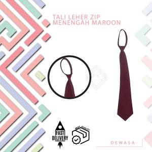 🔸TIE DEWASA MAROON / TALI LEHER PENGAWAS SEKOLAH MENENGAH JENIS ZIP MAROON ( TIE SEKOLAH MAROON ) - TLD05