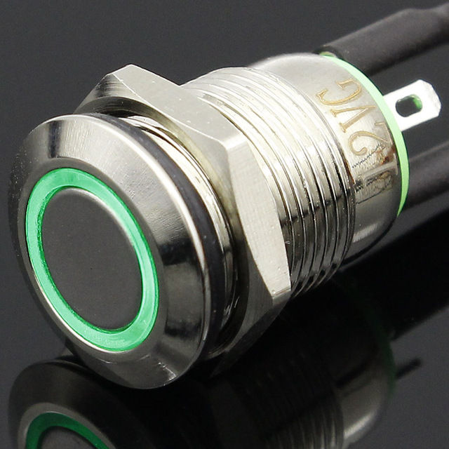 1PC 12MM with LED 3V 5V 12V 24V 220V Metal Button Switch Momentary push ...