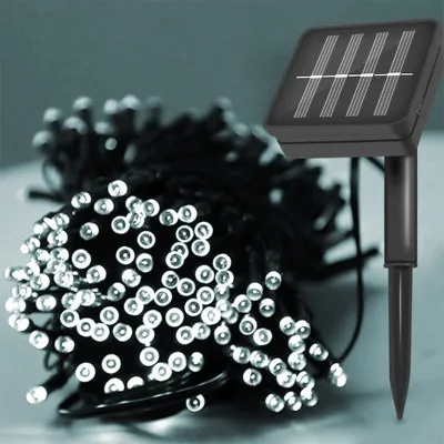 ไฟกระพริบ โซล่าเซลล์ （สีRGB/สีวอมไวท์/สีขาว） 100 LED ยาว 12เมตร ไฟตกแต่ง ไฟปีใหม่ ไฟประดับ
