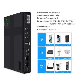 Universal DC mini UPS 5V 9V12V USB DC PoE LAN Interface 10400mAh Powerbank For Wifi Modem And Router 36W Durable Mini UPS Power Supply For CCTV Security Camera