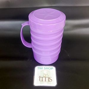 Gelas Mug Gagang Bahan Plastik Tebal Plus Tutup