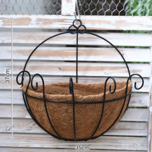 กระถางติดผนังใยมะพร้าวครึ่งซีก กระเช้าปลูกต้นไม้ติดผนัง ใช้ตกแต่งบ้าน เหล็ก อเนกประสงค์ พร้อมใยมะพร้าวข้างใน