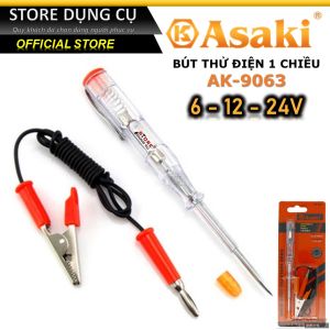 6-12-24V Bút thử điện một chiều DC Asaki AK-9063 Bút thử điện ô tô cao cấp có đèn led hiển thị và có dây kẹp đi kèm