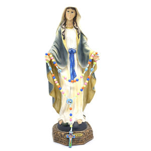 Minwen Cartoon Cross Pendant Necklace Kid Rosary Beads Catholic Religious Jewelry