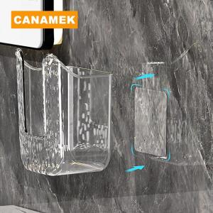 【CANAMEK】 Plastic Wall Mounted Tissue Box Self-adhesive Punch Free Paper Towel Holder Upside Down Space-saving Napkin Container Bathroom