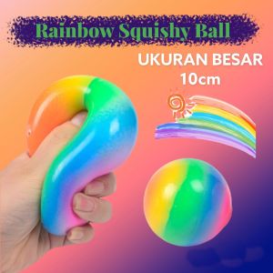 Rainbow Squishy balls / Stress Ball UKURAN BESAR 10CM Penghilang Stress Mainan Squisi TIKTOK Viral MURAH