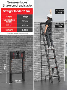 [Heavy-Duty Load] Foldable Multi-Step Ladder for Engineering & Home Use - Extendable Straight Ladder with Thickened & Widened Aluminum Alloy & Carbon Steel