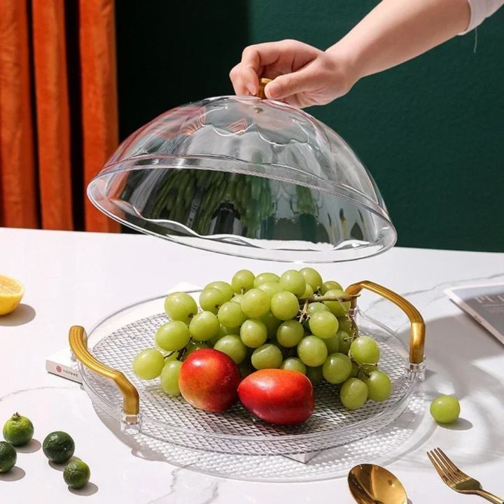 ANGFEW Plastic Cake Tray Transparent with Dome Lid Cake Plate Cake