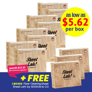 SESSOM & CO Sheet Lah! Laundry Detergent Sheet 8-Box Set 480 Sheets + Free Floor Cleaning Sheet 180 Sheets