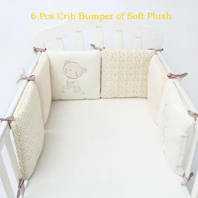 Bear bed circumference 6-piece set Infant Crib Bumper Bed Protector Baby Kids Cotton Cot Nursery bedding 6 pc plush bear bumper for boy and girl