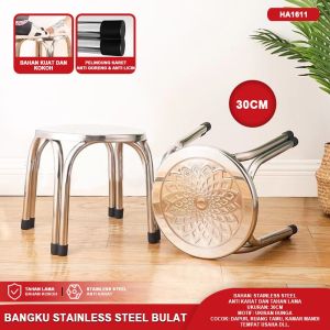 Kursi Besi Bangku Stainless Steel Kotak Bulat Polos Ukir Bunga Anti Karat