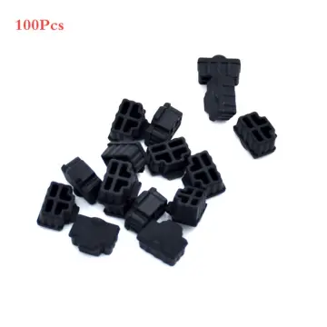 Iexcell 50 Pcs Black Ethernet Hub Port RJ45 Anti Dust Cover Cap Protector Plug