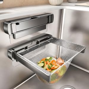 NOBLEE Thép không gỉ Giá đỡ lọc rác bồn rửa Gắn tường Có thể gấp lại. Giá đỡ lọc rác bồn rửa chén Dễ dàng lắp đặt. Lưới lọc dùng một lần. Giá lọc bồn rửa Rác thải nhà bếp