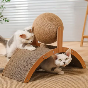 2 In 1 Cat Scratching Ball Wooden Cat Scratcher Natural Sisal Scratch Board Scratching Column Wear-Resistant Paw Wood Scraper2026