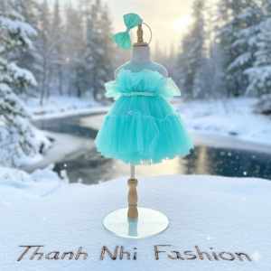 [Tặng Cài Tóc] Váy Bé Gái Xanh Ngọc  cấp dự tiệc sinh nhật đi chơi - Váy Công Chúa Thanh Nhi Fashion TN22722001