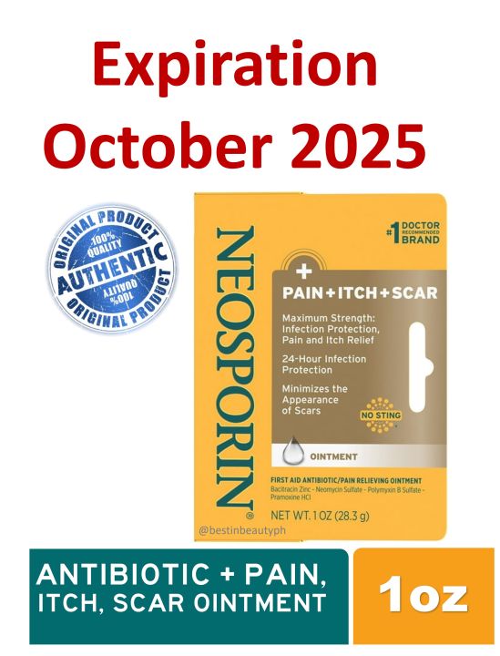 Neosporin Pain + Itch + Scar Ointment 28.3 g Oct 2025 Expiration