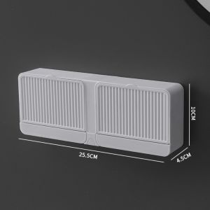 1PC Soap Holder Creative Wall Mounted Soap Box With Lid Double Grids Soap Draining Rack Detachable Storage Box Bathroom Soap Holder