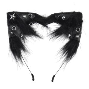 Handmade Faux Furs Cats Wolf Foxes Dog Ears Headband Halloween Cosplay Party Costume Furry Animal Ears Hair Hoop Gift