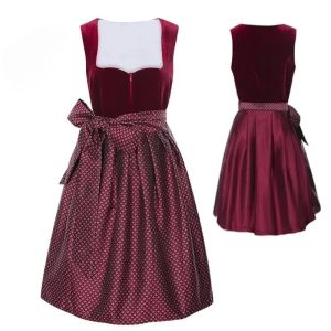 Red Dress German Oktoberfest Beer Maid Women Midi Beer Costume Women Dirndl Dress with Lace Apron Fashion Bavarian costume
