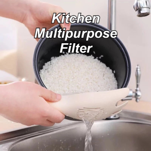 Rice Washing Spoon Kitchen Wall Hanging Rice Drainer Food Drain Rack Cleaning Filter Colander