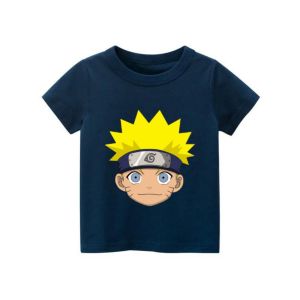 Kaos anak uniseks laki laki perempuan baju tshirt anak usia 2-12th cowok cewek atasan lengan pendek gambar muka naruto