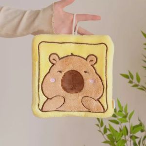 การ์ตูน คาปิบาระ ผ้าเช็ดมือ น่ารัก แขวนเช็ดผ้าขนหนูนุ่มดูดซับแขวนผ้าอุปกรณ์ครัวห้องน้ําผ้าขนหนูอุปกรณ์