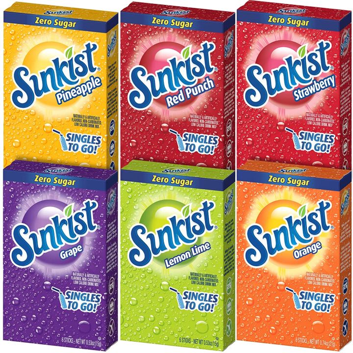 Sunkist Zero Sugar Low Calorie Powdered Drink Mix (6 packets) | Lazada ...