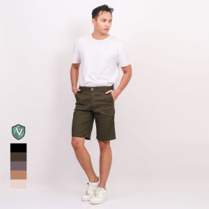 Celana Pendek Pria | Cowok Chino Warna Army Casual Distro Bahan Stretch Premium
