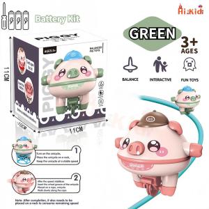 [SG Seller]Walking Tumbler Unicycle Toy Balance Pig Piglet Recognition tightrope walking electric puzzle rotating gyro Childrens toy