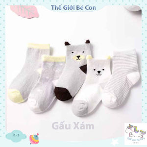 Set 5 Đôi Vớ Cho Bé 0 Đến 1 Tuổi(Size 7-10Cm) - Vải Mềm Mịn Thoáng Khí Êm Chân Cho Bé