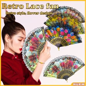 Nurm Lace Silk Folding Fan Dance Fan Portable Folding Gifts Fans