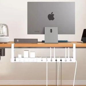 Under Table Storage Metal Wire Organizer Storage Under Table Storage Rack No-Drill Cable Basket Adjustable Cable Tray