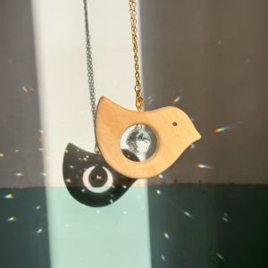 RBJ4 Wooden Sunlight Catcher Wind Chime Spinner Glass Sunlight Reflected Rainbow Maker Hedgehog Animal Hanging Sun Catcher Home Decorations