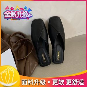 [FreeShipping]WomenSnewsummeropen-ToemulesforoutdoorwearSquare-ToedsandalsFlatsoft-Soledslip-Onmules