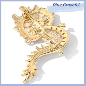 Ditur Cartoon Imitation Dragon Brooch For Women Chinese Zodiac Dragon Pins Cute Animal Badge Birthday Jewelry Gift
