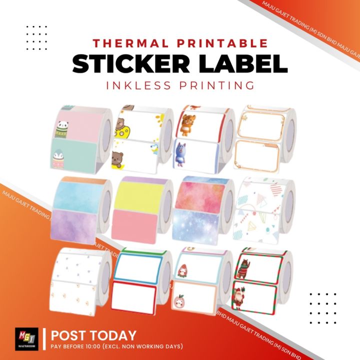 (For P50) Thermal Printable Label Sticker Roll Color Transparent ...
